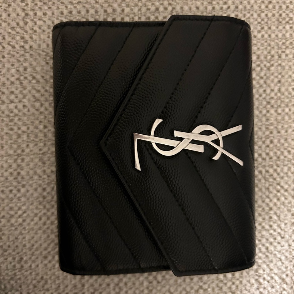 Yves Saint Laurent Black and Silver Key and Card Holder